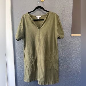 ATHLETA Olive Green Short Sleeve Dress Size Medium Large
